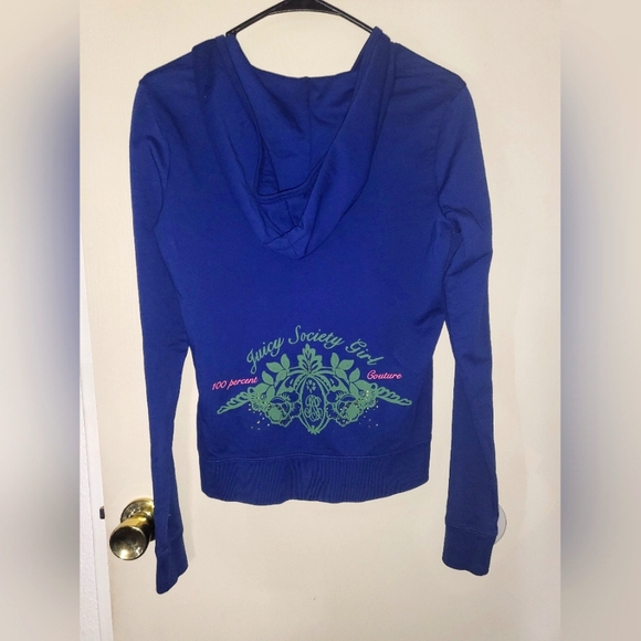 Juicy Couture Alantic Blue Rhinestone Hoodie (Kids L/Women's XS)(NWT) - Picture 5 of 6